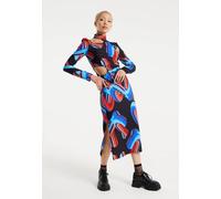 House of Holland Women's Abstract Print Midi Dress With Front Cut Out Detail | Size: 8 House Of Holland Multicolor 8