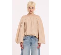 House of Holland Women's Beige Off-Shoulder Cotton Blouse | Size: Medium/Large