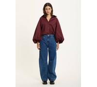 House of Holland Women's Burgundy Volume Sleeve Cotton Shirt | Size: Medium/Large