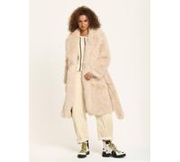 House of Holland Women's Cream Long Faux Fur Coat