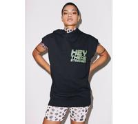 House of Holland Women's Hey There' Longline Sleeveless Hoodie in Black | Size: Small