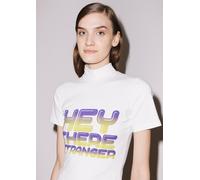 House of Holland Women's Hey There' Shrunken High Neck T-Shirt in White | Size: Small