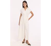 House of Holland Women's Linen Blend Belted Shirt Dress in White | Size: Small