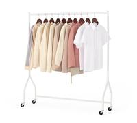 House Of Home 4ft White Heavy Duty Clothes Rail Strong Metal Garment Rack with Wheels Easy to Assemble Collapsible Hanging Rail 95 kg Load Capacity Ideal for Home Retail and Storage