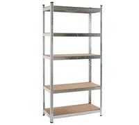 House of Home Boltless 5 Tier Shelving Racking Heavy Duty Steel Shelf Unit Shed Garage Home in Silver House of Home Silver