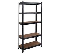 House of Home Garage Shelving Unit 5 Tier Anti Mould Heavy Duty Metal Storage Rack, Steel Racking for Garage, Shed and Workshop, 70 x 30 x 150 cm, Black