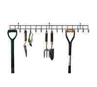 House of Home Garden Tool Rack - Heavy-Duty Metal Wall Mounted Storage Hooks for Shed, Garage & Workshop 11 Hook Two-Tier Tool Organiser for Spades, Rakes, Forks & Gardening Equipment 80×30.5×5.5cm