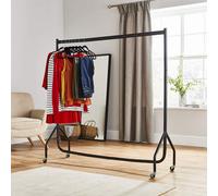 House Of Home Heavy Duty Black Metal 4Ft Long X 5Ft Tall Quality Clothes Rail Stand