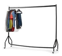 House Of Home Heavy Duty Clothes Rail 150kg Capacity - 5ft Metal Garment Rack with Lockable Wheels - Portable Metal Clothing Rail, Powder Coated Black, Strong & Durable for Home or Shop