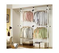 House of Home Heavy-Duty Double Telescopic Clothes Rail RBW2731 - Adjustable Wardrobe Rail & Shelving Organizer