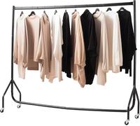 House of Home Heavy Duty Metal Clothes Rail 3ft x 5ft with Wheels - 1 Tier Single Rail Wardrobe Replacement - Hanging Clothing Rack - Storage & Organiser for Shirts, Coats, Hat & Shoes - Black