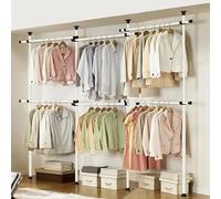 House of Home Triple Telescopic Wardrobe Organiser, White
