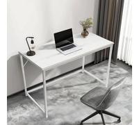 House Of Home Rustic Computer Desk 100Cm White Wood Grain & Metal