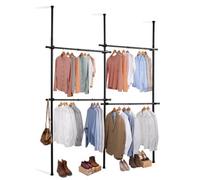 House Of Home Telescopic Clothes Rail Double Wardrobe Hanging Rack Adjustable Storage Black