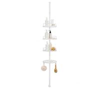 House Of Home Telescopic Shower Caddy 4 Tier Adjustable Height 95 to 275cm | Corner Organiser Rustproof 4 Adjustable Shelves With Hooks & Drainage Holes, Easy Install No Tools or Drill Needed