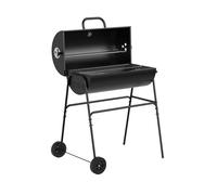 House Of Home XL Barrel Charcoal BBQ Grill - Large Black Smoker with Thermometer, Wheels, Ash Catcher & Side Vents - Portable Garden Coal Barbecue for Outdoor Cooking