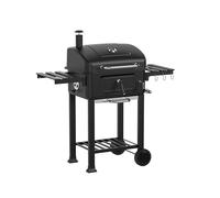 House Of Home XL Charcoal BBQ Smoker with Side Tables - Barbecue Grill for Outdoor Cooking - Adjustable Chimney For Airflow Control, Portable & Durable - Extra Large Black Garden BBQ Grill