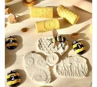 House of Isla, Nature, Wildlife and Plant Textured Rubber Dough Rollers and Stamps for Play-Doh, Clay, Paint, Art and Craft 6pcs 3.3cm x 7cm (Garden Bugs)