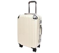House Of Leather 20” Cabin Size Suitcase Metal Frame Hard Shell Four Wheel Luggage Navigator Off White