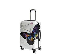 House Of Leather Butterfly Print Hard Shell Four Wheel Expandable Luggage Multicolour Suitcase Medium Size