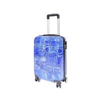 House Of Leather Cabin Size 4 Wheeled ABS Hard Luggage Jeans Print Detroit Blue Cabin