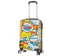 House Of Leather Cabin Size Suitcase Comic Print Hard Shell Four Wheel Luggage