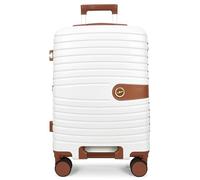 House Of Leather Cabin Size Suitcase Hard Shell Four Wheel Expandable Luggage Durban White