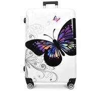 House Of Leather Butterfly Print Hard Shell Four Wheel Expandable Luggage Multicolour Suitcase Large Size