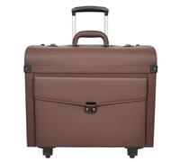 House of Leather Four Wheeled Pilot Case Faux Leather Lightweight Cabin Bag Commander Black in Light Brown | Size: Small House of Leather Light Brown Small