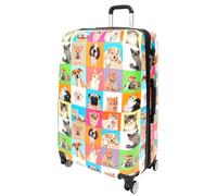 House Of Leather Four Wheels Hard Shell Suitcase Printed Expandable Luggage Dogs and Cats Print (Large)