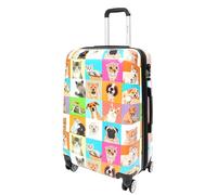 House Of Leather Four Wheels Hard Shell Suitcase Printed Expandable Luggage Dogs and Cats Print (Medium)
