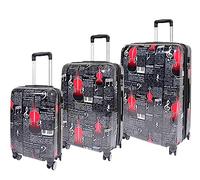 House Of Leather Full Set Four Wheels Hard Shell Suitcase Classical Music Printed Travel Luggage Bilbao (Full Set x3 (S-M-L))