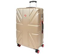 House Of Leather Hard Shell 4 Wheel Spinner Luggage Union Jack Print Suitcases TSA Combination Lock (Taupe, Large Check in)
