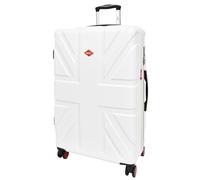 House Of Leather Hard Shell 4 Wheel Spinner Luggage Union Jack Print Suitcases TSA Combination Lock (White, Large Check in)