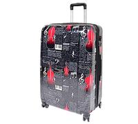House Of Leather Large Size Four Wheels Hard Shell Suitcase Classical Music Printed Travel Luggage Bilbao (Large: H: 76 x L: 50 x W: 30 cm, 4.4kg, 100L)