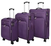 House Of Leather Lightweight Soft Suitcase 8 Wheel Expandable Luggage Pokeno (Purple, Full Set)