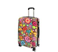 House Of Leather Medium Size Four Wheels Hard Shell Suitcase Printed Expandable Luggage Flower Print