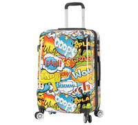 House Of Leather Medium Size Suitcase Comic Print Hard Shell Four Wheel Expandable Luggage