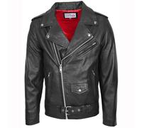 House of Leather Men's Brando Real Leather Biker Jacket Johnny in Black | Size: Medium House of Leather Black M
