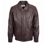House of Leather Men's Leather Blouson Style Bomber Jacket Jim Black M in Brown | Size: 3XL House of Leather Brown 3XL