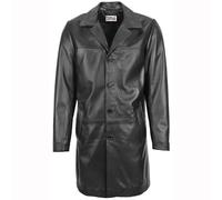House of Leather Men's Mens Real Leather 3/4 Length Mac Coat Jimmy Black | Size: Medium House of Leather Black M
