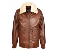 House of Leather Men's Mens Real Leather Aviator Bomber Jacket Detachable Collar G-1 Luca Tan | Size: Medium House of Leather Tan M