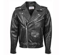 House of Leather Men's Mens Real Leather Biker Jacket Cross Zip Brando Style Kyle in Black | Size: Medium House of Leather Black M