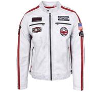 House of Leather Men's Mens Real Leather Biker Jacket Motorsport Racing Style Bobby in Off-White | Size: 2XL House of Leather Off-White 2XL