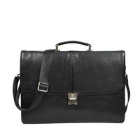 House of Leather Men's Mens Real Leather Briefcase Classic Cross Body Organiser Bag Erbil Black | Size: Large House of Leather Black Large