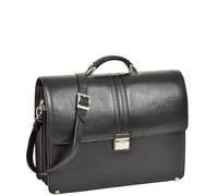 House of Leather Men's Mens Real Leather Briefcase Messenger Bag Carter Brown in Black | Size: Large House of Leather Black Large