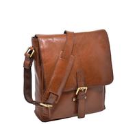 Mens Real Leather Cross Body Flap over Shoulder Bag Travel Pouch HOL14 Tan