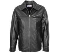 House of Leather Men's Mens Real Leather Jacket Zip Box Style Frank Black | Size: 3XL House of Leather Black 3XL