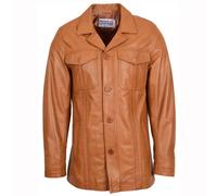 House of Leather Men's Mens Real Leather Reefer Blazer Jacket Derek Tan | Size: Large House of Leather Tan L