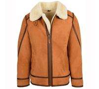 House of Leather Men's Mens Real Sheepskin Aviator Jacket Dean Tan | Size: Small House of Leather Tan S